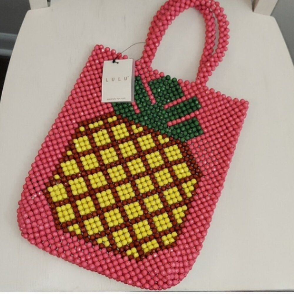 LULU BEADED PINEAPPLE TOTE - Picture 2 of 5